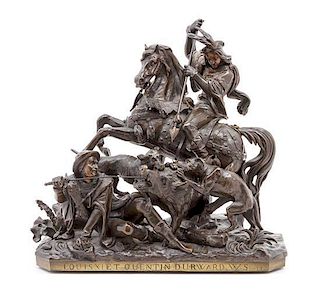 A French Bronze Figural Group Height 15 x width 16 x depth 5 3/4 inches.