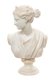 An Italian Alabaster Bust Height 21 1/2 inches.