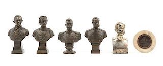 Four Russian Bronze Busts Height of tallest 6 3/4 inches.