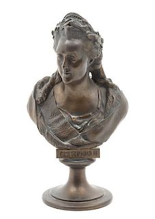 A Russian Bronze Portrait Bust Height 9 7/8 inches.