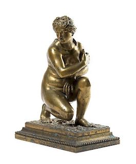 A Continental Bronze Figure of Lely's Venus Height 16 3/4 x width 7 3/4 x depth 12 1/2 inches.