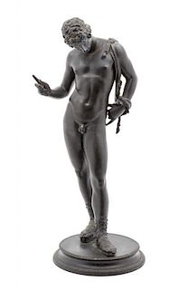 * A Continental Bronze Figure of Narcissus Height 23 3/4 inches.