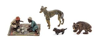 Four Austrian Cold Painted Bronzes Width of first 2 1/2 inches.