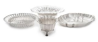 * Four German Silver Bowls, Various Makers, all with fluted or lobed sides.