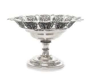 An Austro-Hungarian Silver Footed Bowl, 19th Century, with continuous foliate roundels forming the outer rim, raised on a circul