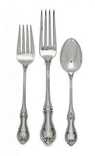 * An American Silver Flatware Service, International Silver Co., Meriden, CT, Lambeth Manor pattern comprising: 12 dinner forks