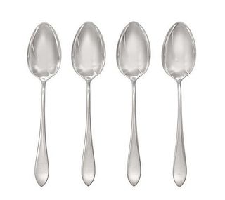 A Set of Twelve American Silver Teaspoons, Gorham Mfg. Co., Providence, RI, with plain down-turned handles.