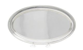 An American Silver Small Tray, Gorham Mfg. Co., Providence, RI, 1951, of plain oval form.