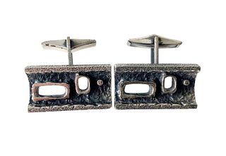 Guy Vidal Pewter Alloy Abstract Canadian Modernist Cufflinks