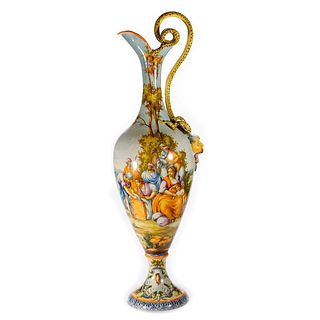 A large Italian majolica vase.