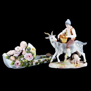 French porcelain peasant and continental slipper.
