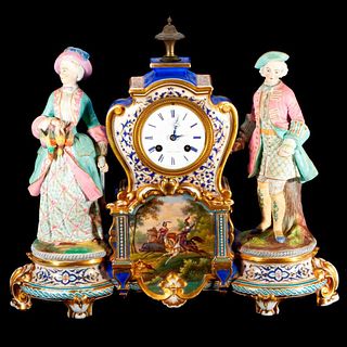 A continental porcelain clock.