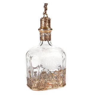 Silver and crystal decanter.
