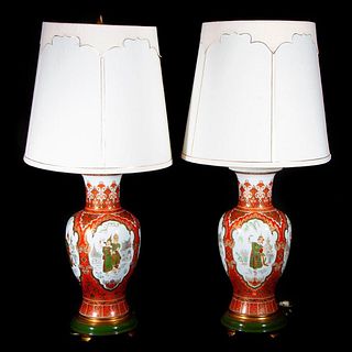 Pair of porcelain lamps.
