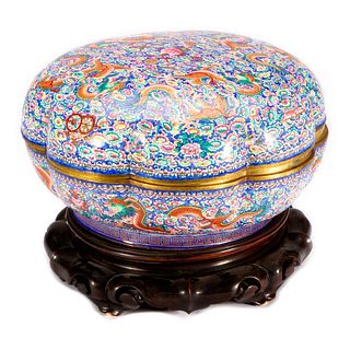 Chinese brass and enamel covered bowl.