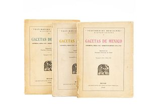 González de Cossío, Francisco (Introducción). Gacetas de México. Castorena y Ursua (1722)... México, 1949-50. Piezas: 3.
