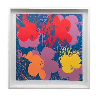 ANDY WARHOL, II.62: Flowers, Con sello en la parte posterior "Fill in your own signature", Serigrafía por Sunday B. Morning, 90.17 cm