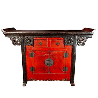 ANTIQUE QING DYNASTY CHINESE SHRINE COFFER CHEST