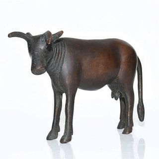 BRASS COW STANDING FIGURE, INDIA