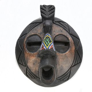 VINTAGE GHANAIAN CARVED WOODEN MOON MASK