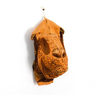 VINTAGE TRADITIONAL AFRICAN GROTESQUE LEOPARD MASK