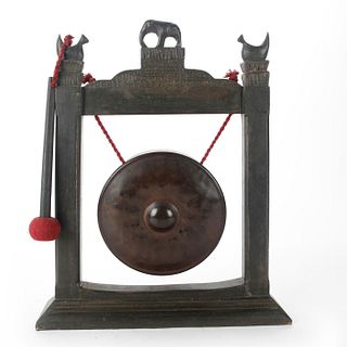 ASIAN CARVED WOODEN GONG