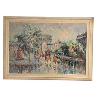FRAMED OIL ON CANVAS, ARC DE TRIOMPHE BY MARIE CHARLOT