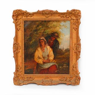 FRAMED VINTAGE PAINTING, MAN AND WOMAN