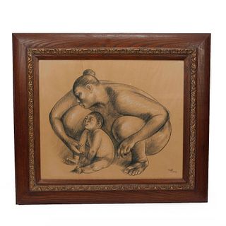 AFTER FRANCISCO ZUNIGA: MOTHER AND CHILD PORTRAIT