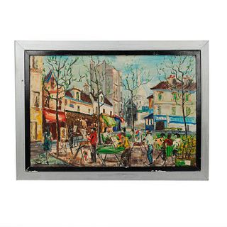 THE MONTMARTRE ARTISTS OIL PAINTING.
