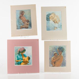 FOUR PRINTS, MOTHERS AND BABIES BY WILLIAM TACKE