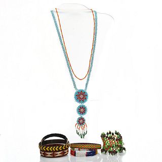 8 SOUTH ASIAN BEADED AND WOVEN JEWELRY