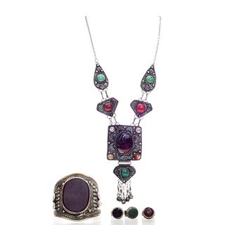 PAKISTANI NECKLACE JEWELRY SET WITH BRACELET AND RINGS