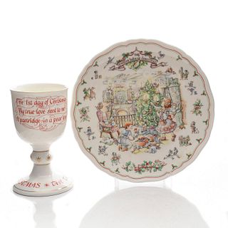 ROYAL DOULTON CHRISTMAS PLATE AND GOBLET