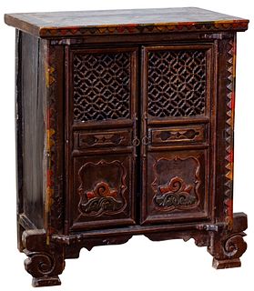 Asian Style Carved Wood Cabinet