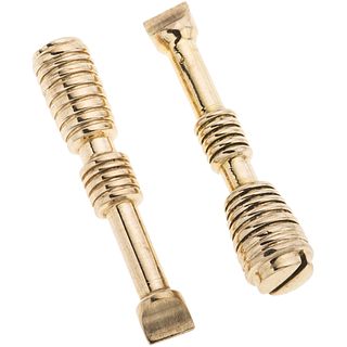 TWO SCREWDRIVER. 14K YELLOW GOLD