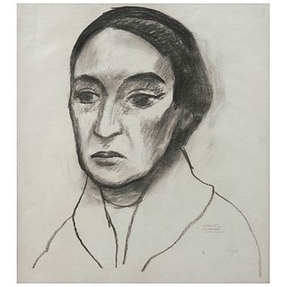 JOSÉ CHÁVEZ MORADO, Untitled, Signed, Charcoal on paper, 19.6 x 18" (50 x 46.5 cm)