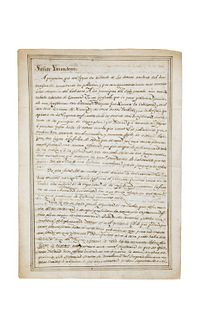 Galván, Martín. Relación de Michoacán Dirigida a Manuel Merino. Tangancícuaro, 1818. Signature. 8.4 x 11.8" (21.5 x 30 cm).