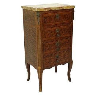 19th Century Inlaid Marble Commode