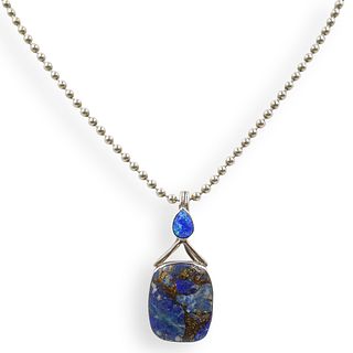 Tiffany and Co. Sterling, Lapis and Opal Necklace