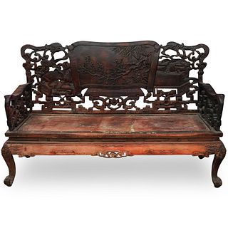 Chinese Wood Carved Bench