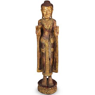 Thai Gilt Wood Decorative Buddha Statue