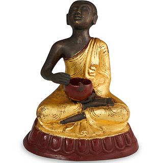 Patinated and Gilt Bronze Buddha