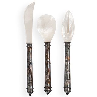 (3 Pc) Sterling & Mother of Pearl Caviar Utensils