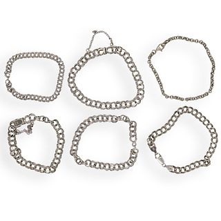 (6 Pc) Collection of Sterling Silver Bracelets