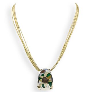 Eric Grosbar 18k and Sterling Pendant Necklace