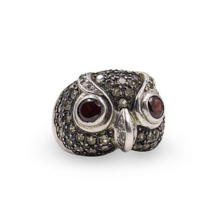 Sterling Silver and Ruby Owl Ring