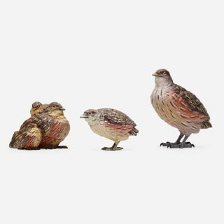 Franz Xaver Bergmann, quails, set of three