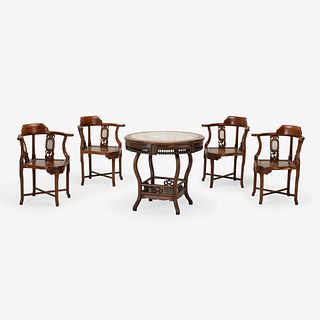 Chinese, chairs, set of four, and table
