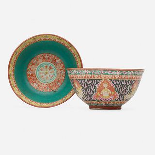 Chinese, Thai bencharong bowls, set of two